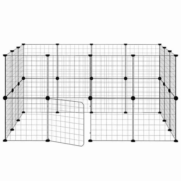 Maison Exclusive - Kæledyrbur med 28 paneler og dør Sort 140x105x70 cm