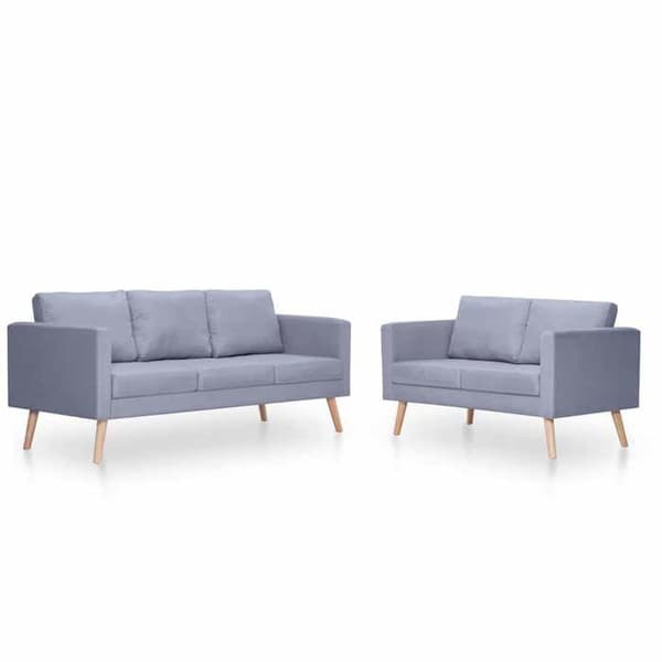 Maison Exclusive - Sätt med 2-sits och 3-sits soffor i ljusgrått tyg Ljusgrått
