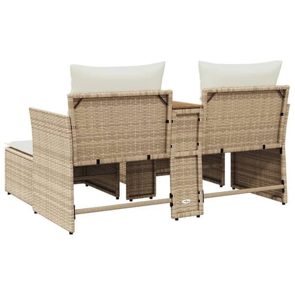 Maison Exclusive - 2-sits trädgårdssoffa med beige flätad resinpuffar