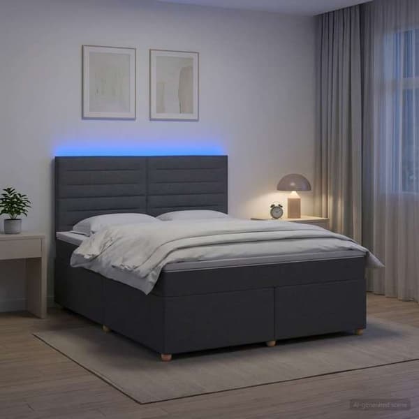 Maison Exclusive - Boxspring säng med madrass Mörkgrå 160 x 200 cm Tyg Mörkgrå