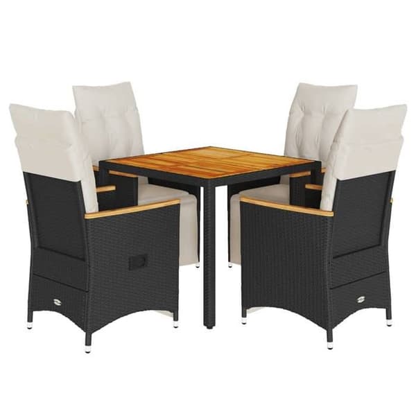 Ensemble bistro - EKSKLUSIVT HUS - 5 dele - Sort - Vævet harpiks (poly rattan) - Akacietræ bordplade Svart