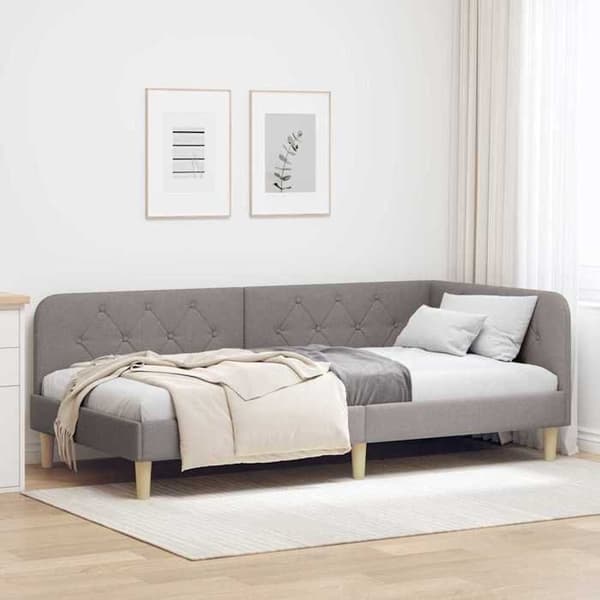 Maison Exclusive - Vinkel sengestel Taupe 90 x 190 cm stof
