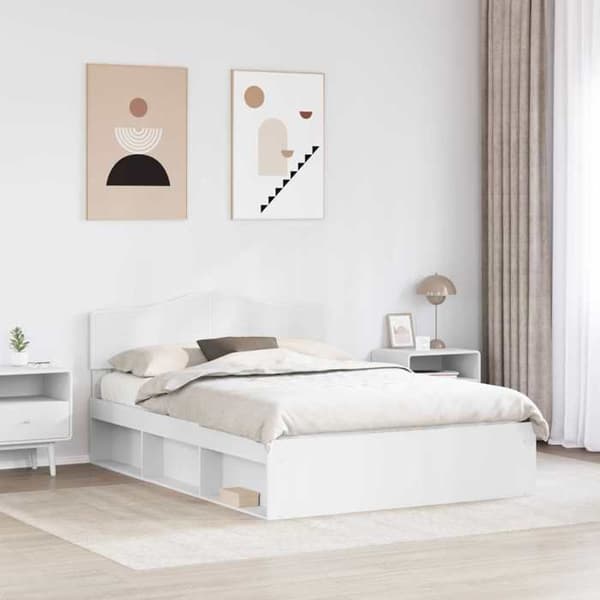 Sängram - EXKLUSIV HEM - 140 x 190 cm - Vit - Massivt trä & ingenjörsträ - Ribbotten ingår Vit