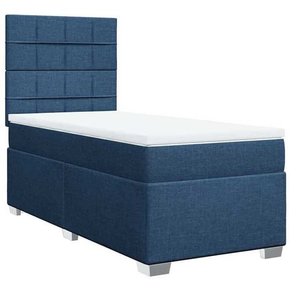 Maison Exclusive - Sengestel med springmadras Blå 90x200 cm Stof