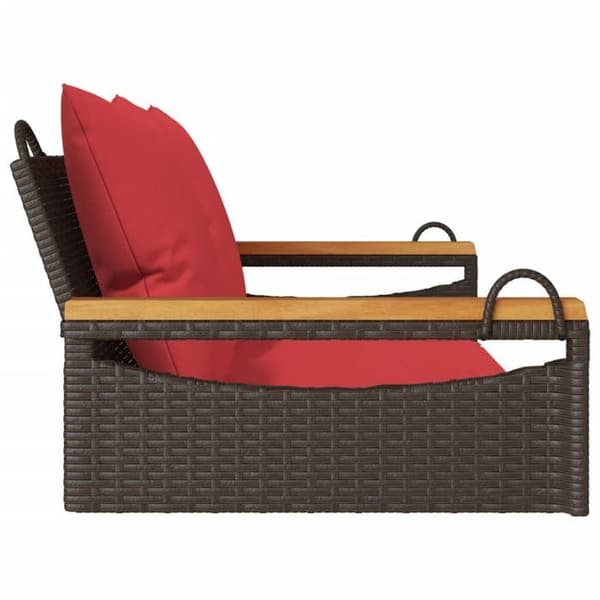 Maison Exclusive - Balanssoffa med bruna kuddar 109x62x40 cm flätad resin