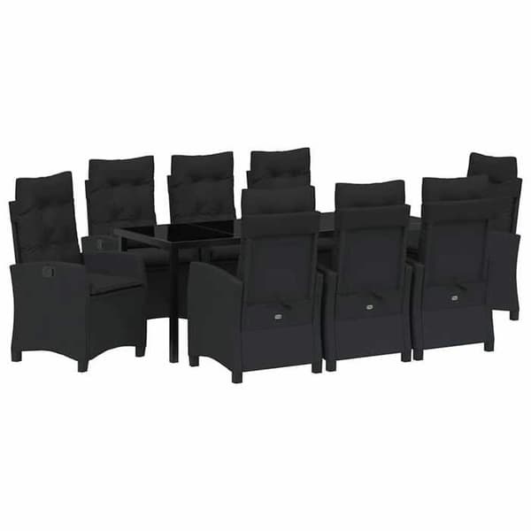 Maison Exclusive - 9 pc have spisebordssæt i sort polyrotin Svart
