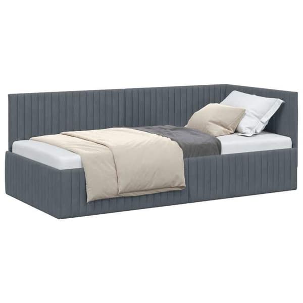 Maison Exclusive - Mørkegrå hjørneseng 90 cm x 200 cm Velour Mörkgrå