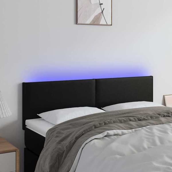 Maison Exclusive - LED Hovedgærde Sort 144x5x78/88 cm Syntetisk læder