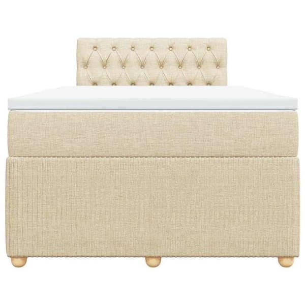 Maison Exclusive - Sängbotten med ribbor och cremefärgad madrass 120x190 cm tyg