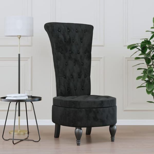Maison Exclusive - Stol med høj ryg i sort velour med knapdesign