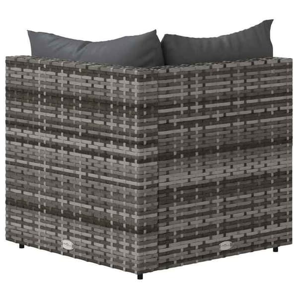 Maison Exclusive - Hörnsoffor för trädgård och kuddar 2 st grå vävd resin grå