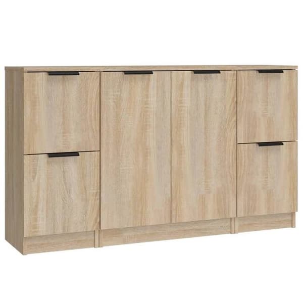 Maison Exclusive - Bufféer 3 st Sonoma ek Ingenjörsträ