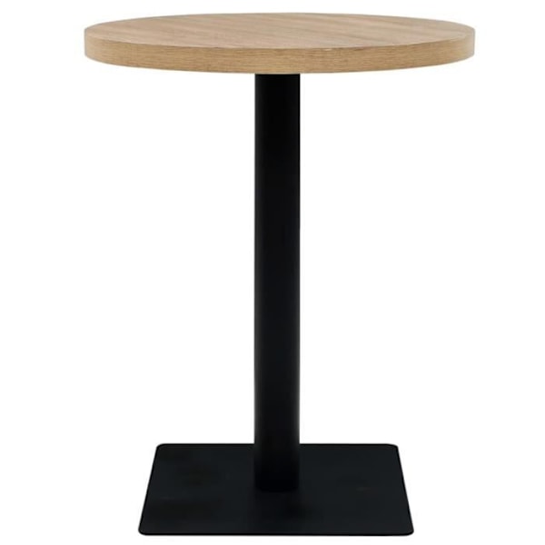 Bistrobord - MDF og stål - Rundt 60 x 75 cm - Eg farve Beige