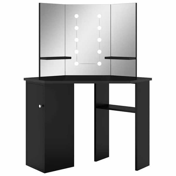 Maison Exclusive - Kulmakeittiö peili LED-valolla Musta 111x54x141,5 cm Svart