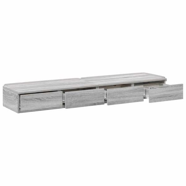 Sengekasser - EKSKLUSIV HUS - 135 x 36,5 x 16,5 cm - Grå Sonoma - Spånplader - Trykåbning Gris Sonoma