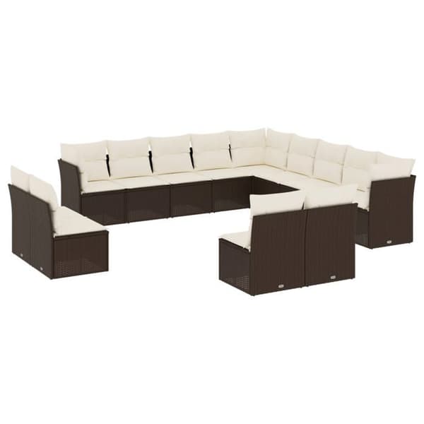 Maison Exclusive - Trädgårdsmöbler med kuddar 13 delar brun flätad resin