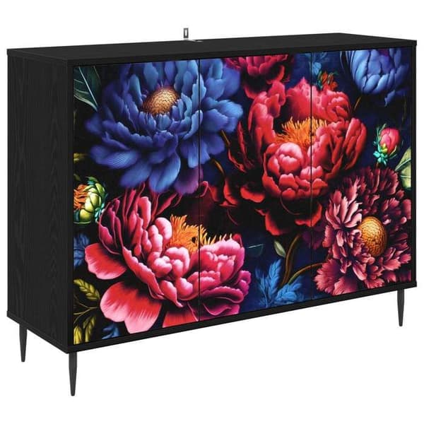Maison Exclusive - Buffet KIEL Sort egetræ 102 x 33 x 76 cm Ingeniørtræ
