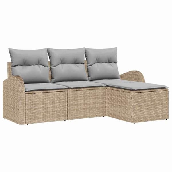 Havemøbler - EKSKLUSIVT HUS - Modulært/Sektionelt - Holdbart polyrotin - Stålramme - Beige og lys grå Beige och Ljusgrå