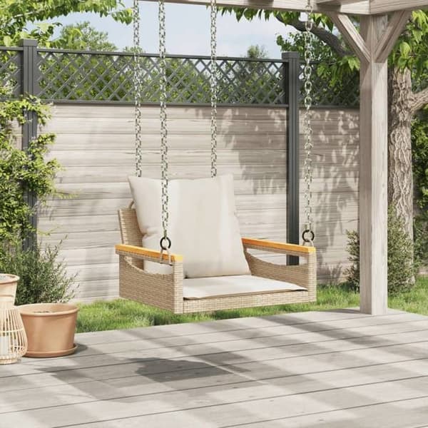 Maison Exclusive - Balanssoffa med beige kuddar 63x62x40 cm flätad resin beige