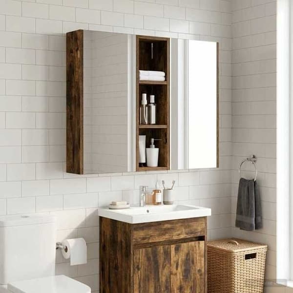 Maison Exclusive - Vægskab til badeværelse Røget Eg 20 x 14 x 70 cm