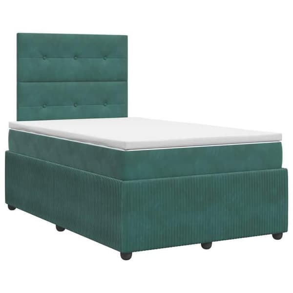 Maison Exclusive - Boxspring säng med mörkgrön madrass 120 x 200 cm Sammet Mörkgrön