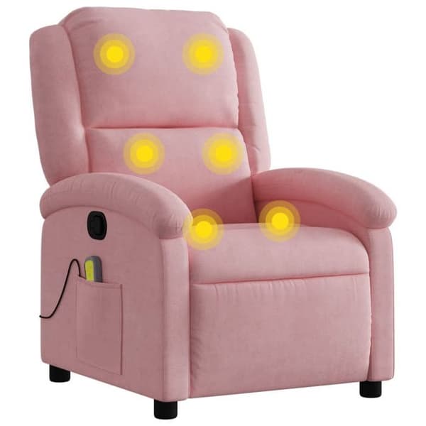 Maison Exclusive - Lænestol med massagefunktion, justerbar, rosa fløjl Ros