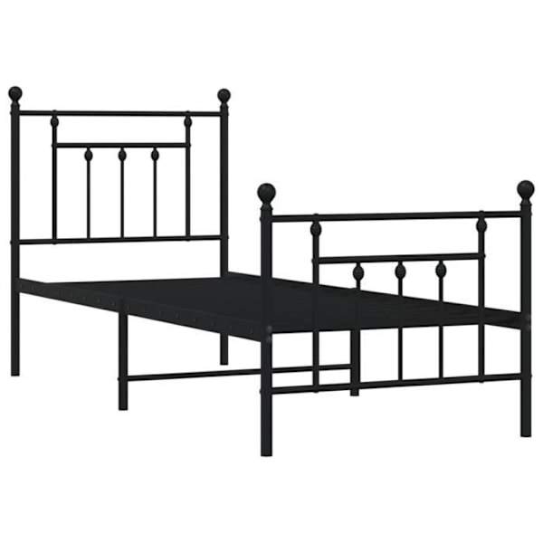 Sengeramme i metal uden madras med sort fodbræt 75x190 cm97 [cm] Svart