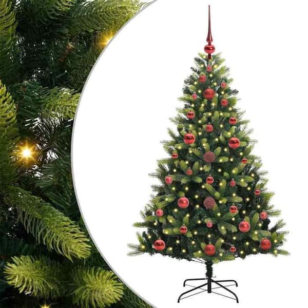 Kunstigt juletræ - EKSKLUSIV HUS - 150 LED - 120 cm - Hængslet montering - Varm hvid LED Grön