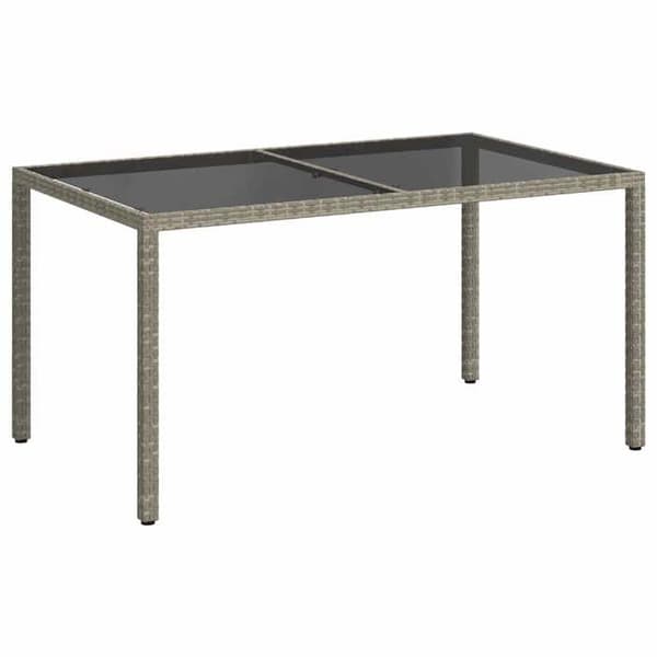 Maison Exclusive - Puutarhapöytä 150x90x75 cm Karkaistu lasi ja polyrottinki Harmaa