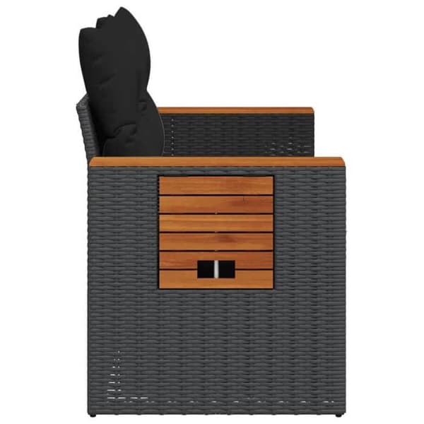 Maison Exclusive - Trädgårdsoffa med kuddar 2 platser svart flätad resin
