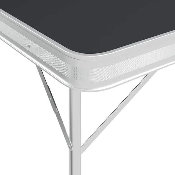 Maison Exclusive - Fällbart campingbord med 2 bänkar Aluminium Grå