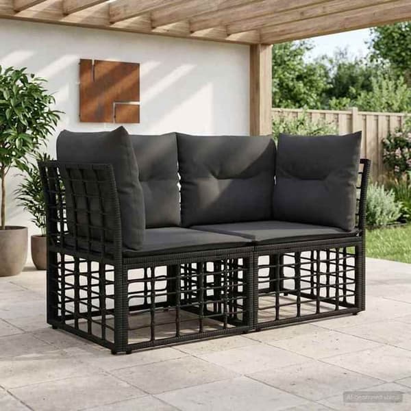Utomhussoffa - EXKLUSIVT HUS - Loveseat 2 platser - Polyrotin & pulverlackerad stål - Grå - Modulär design
