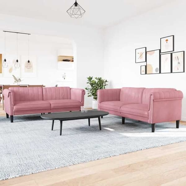 Maison Exclusive - Set med 2 soffor i rosa sammet