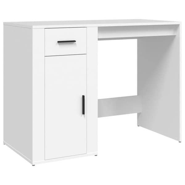 Kontor - EXKLUSIV HEM - 100x49x75 cm - Ingenjörsträ - 1 låda + 1 skåp - Vit Vit