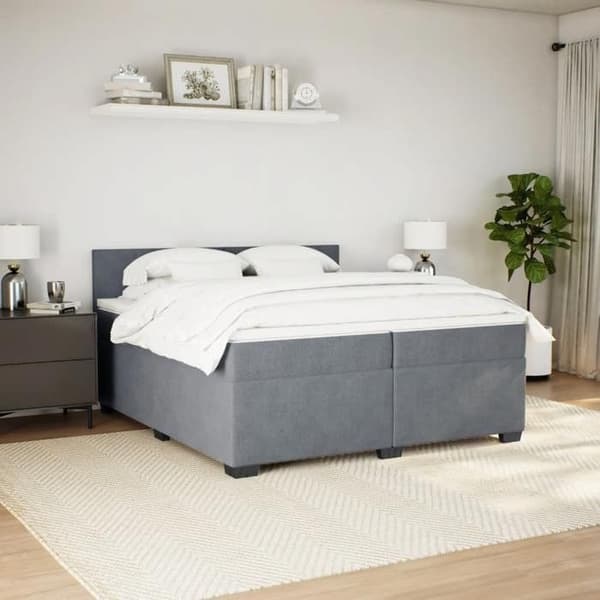 Maison Exclusive - Sänkylaatikko ja harmaa samettimatrassi 200x200cm