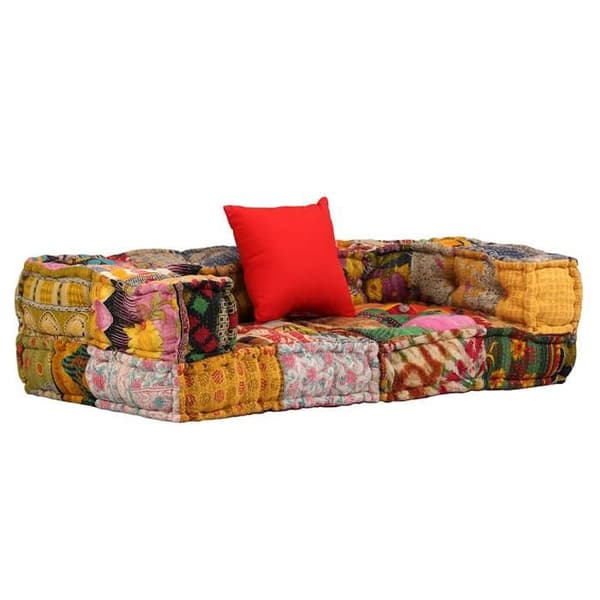 Maison Exclusive - Modulerbar pouf til 2 personer Patchwork Stof Flerfärgad