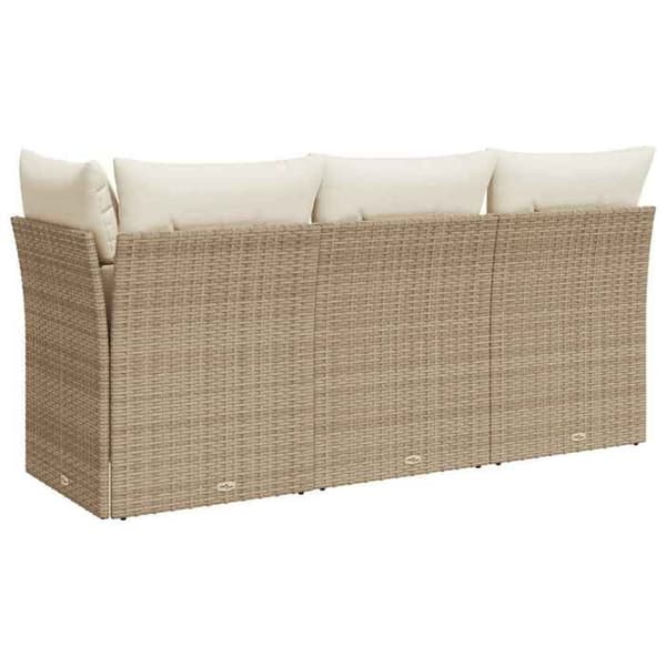 Maison Exclusive - Trädgårdsoffa med kuddar 3 platser beige flätad resin beige