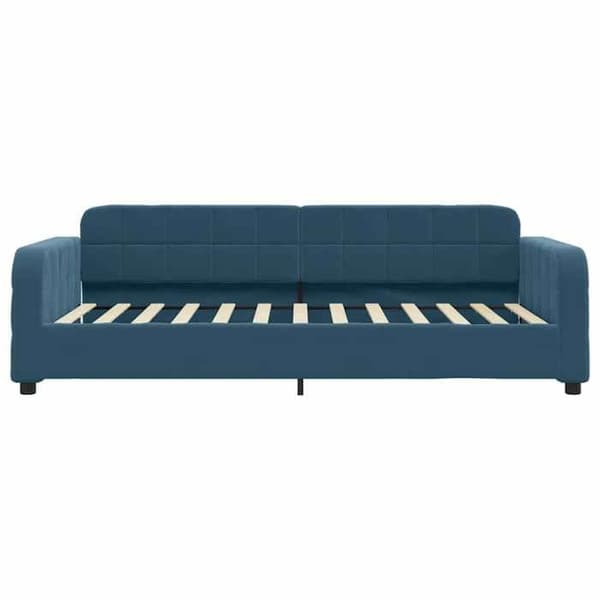 Sengebænk - EKSKLUSIV HUS - 90x200 - Blå - Velour - Lamelseng Blå