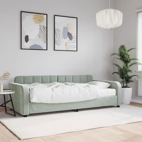 Maison Exclusive - Dagbädd med ljusgrå madrass 90x190 cm sammet