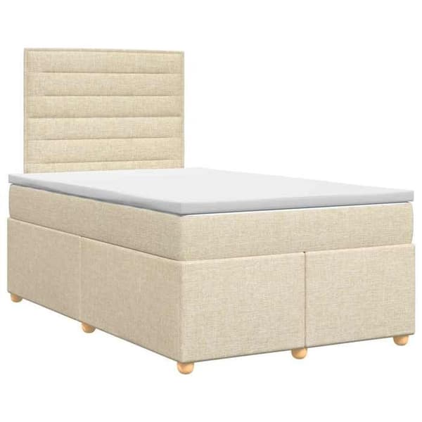 Maison Exclusive - Boxspring säng med madrass Crème 120 x 190 cm Tyg