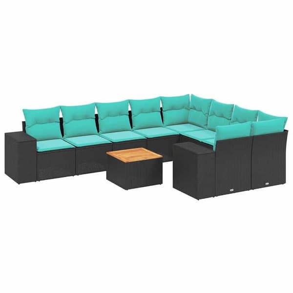 Maison Exclusive - 10 stk. have-sofa sæt med sorte puder i flettet harpik