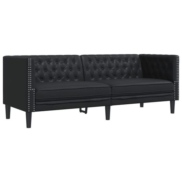 Maison Exclusive - Chesterfield sofa sæt 3 stk sort kunstlæder