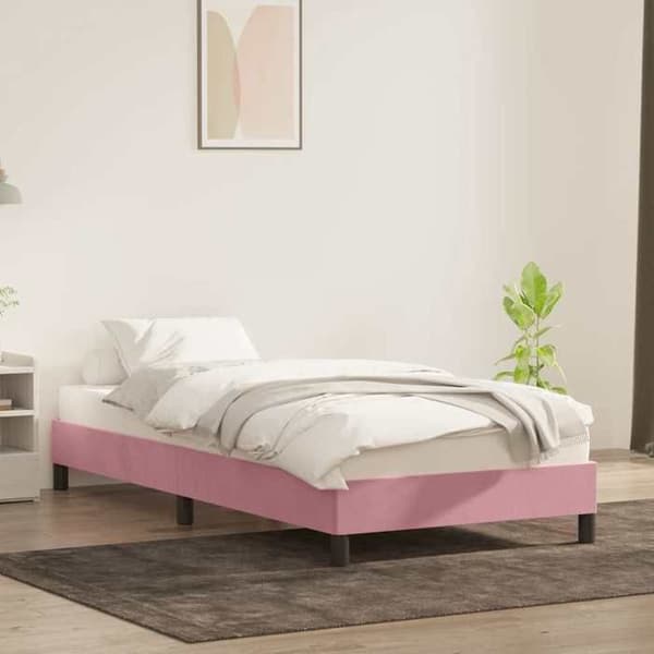 Sengestel - EKSKLUSIV HUS - 90 x 210 cm - Rosa - Velour - Lamelseng Ros