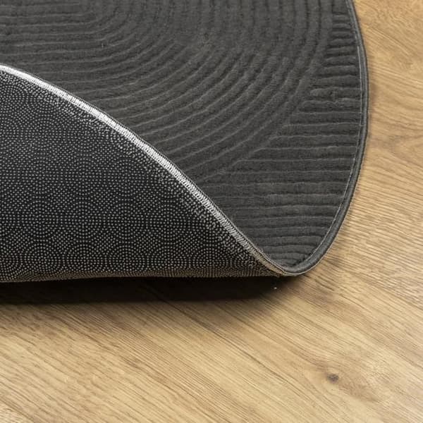 Tæppe - EKSKLUSIVT HUS - IZA - Rund Ø200 cm - Korte hår - Polyester - Antracit antracit