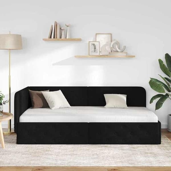 Maison Exclusive - Musta kulmasänky 100 x 200 cm kangas