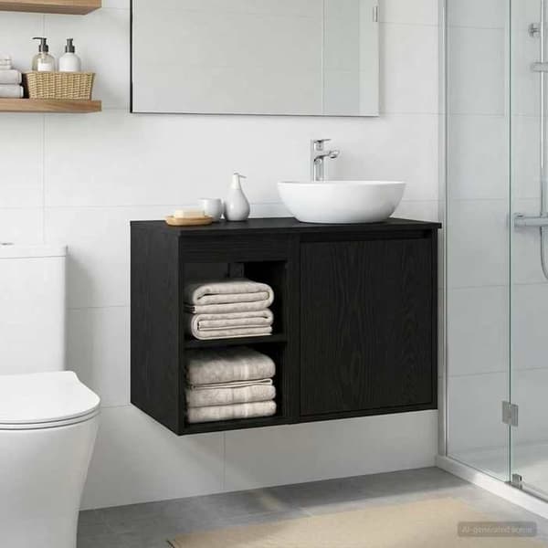 Maison Exclusive - Badeværelsesmøbel In-between Sort Eg 30 x 44,5 x 50 cm
