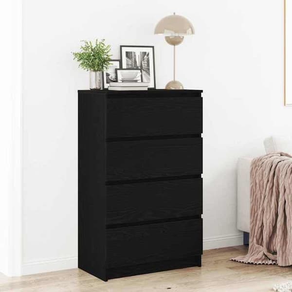 Maison Exclusive - Buffé ek svart 60x35x98,5 cm ingenjörsträ
