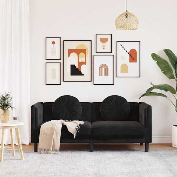 Maison Exclusive - Sofa med puder til 2 personer i sort velour
