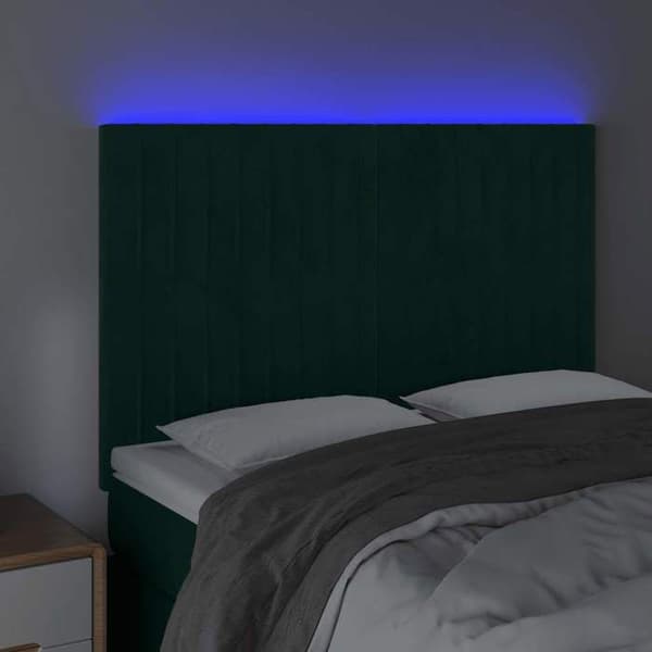 Maison Exclusive - LED-päätylevy Tummanvihreä 144x5x118/128 cm Sametti Mörkgrön