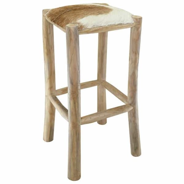 Maison Exclusive - Barstol i gedeskind og solid teaktræ Naturlig träfärg (ben); varierande 
